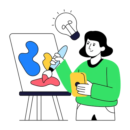 Fille faisant de la peinture en cours d'art  Illustration
