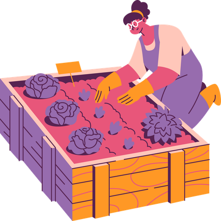 Fille faisant de l'agriculture écologique  Illustration
