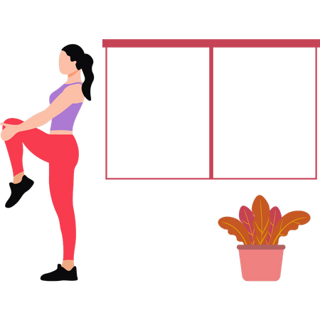 Fille faisant de l'exercice debout sur une jambe  Illustration