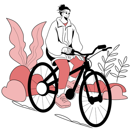 Fille faisant de l'exercice physique en faisant du vélo  Illustration