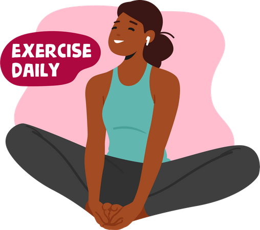 Fille faisant de l'exercice quotidien  Illustration