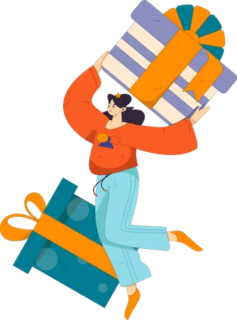 Fille faisant des achats en ligne  Illustration