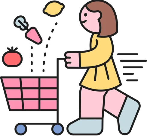 Fille faisant les courses  Illustration