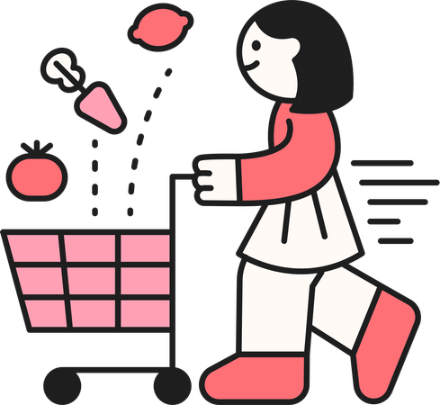 Fille faisant les courses  Illustration