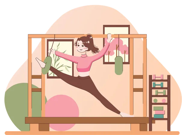 Fille faisant des exercices d'étirement  Illustration