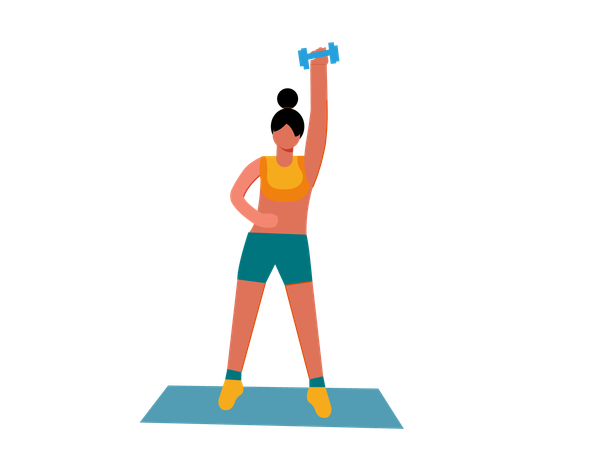 Fille faisant des exercices d'haltères  Illustration