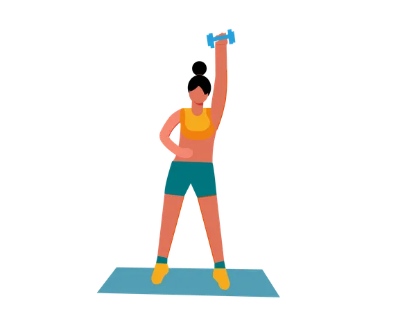 Fille faisant des exercices d'haltères  Illustration