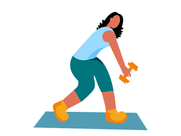 Fille faisant des exercices d'haltères  Illustration