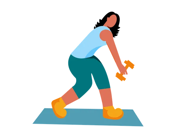 Fille faisant des exercices d'haltères  Illustration