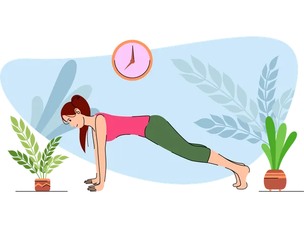 Fille faisant des exercices de pompes  Illustration