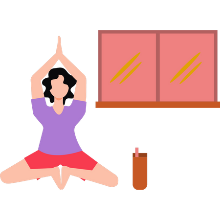 Fille faisant des positions de yoga  Illustration