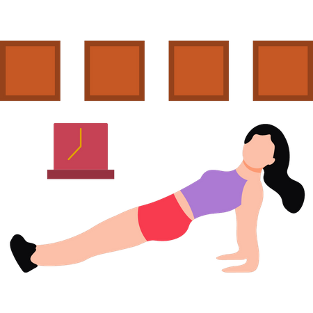 Fille faisant des exercices de pompes inversées  Illustration