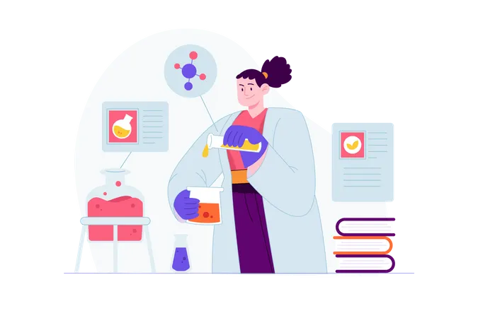 Fille faisant des recherches en laboratoire  Illustration