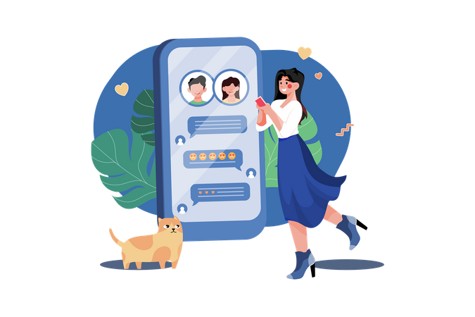 Fille faisant des rencontres en ligne  Illustration