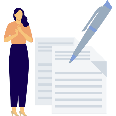 Fille en train de faire un document  Illustration