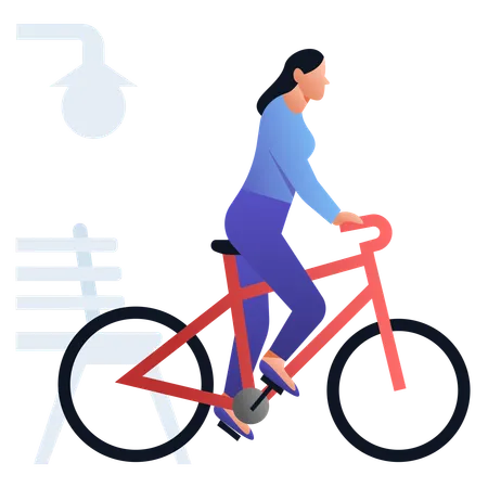 Fille faisant du vélo pour se détendre  Illustration