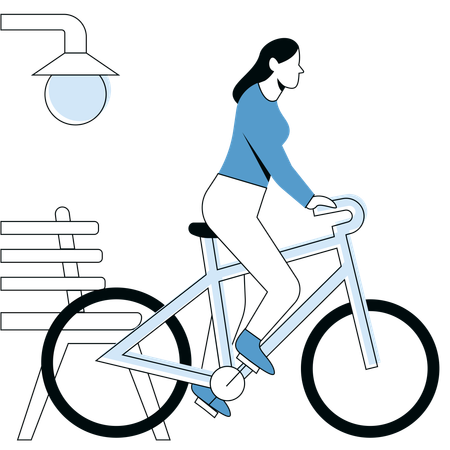 Fille faisant du vélo pour se détendre  Illustration