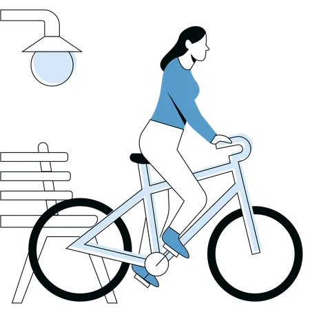 Fille faisant du vélo pour se détendre  Illustration