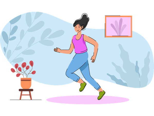 Fille faisant du jogging  Illustration