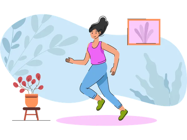 Fille faisant du jogging  Illustration