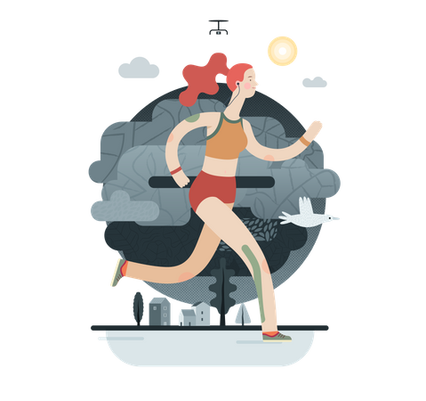 Fille faisant du jogging  Illustration