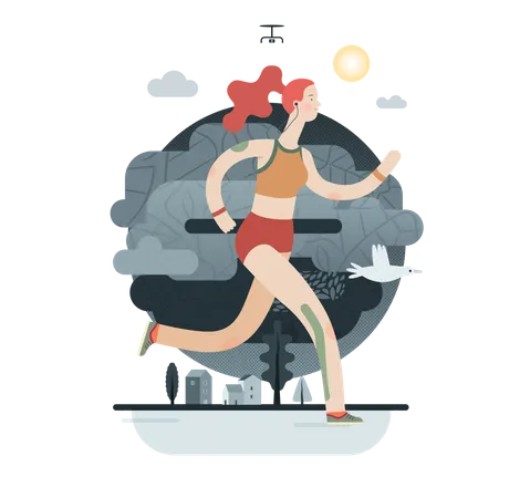 Fille faisant du jogging  Illustration