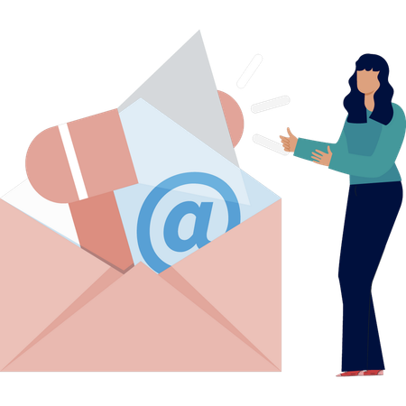 Fille faisant du marketing Site Web de courrier électronique  Illustration