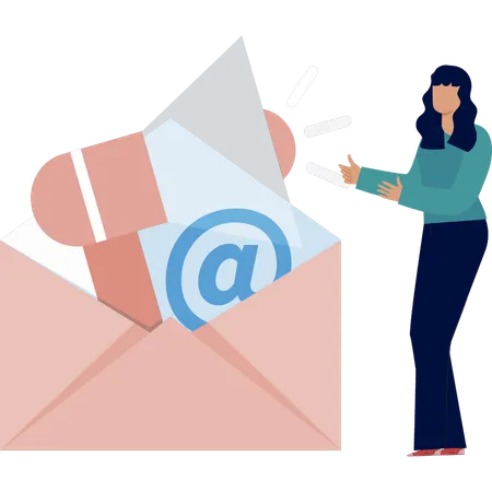 Fille faisant du marketing Site Web de courrier électronique  Illustration