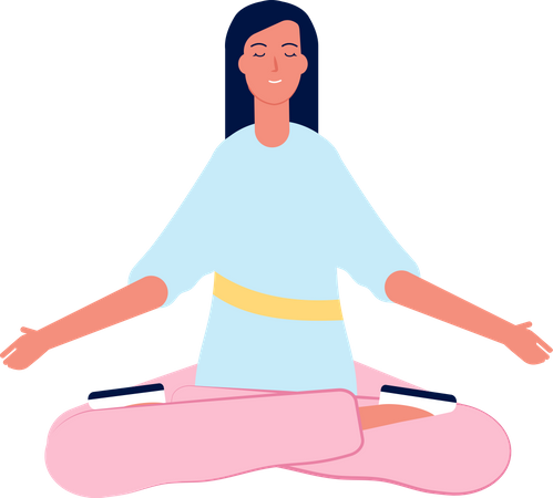 Fille faisant du yoga le matin  Illustration