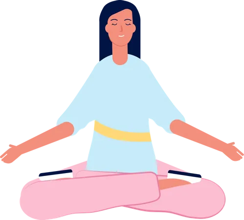 Fille faisant du yoga le matin  Illustration