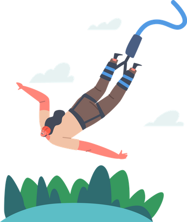 Fille faisant du saut à l'élastique  Illustration