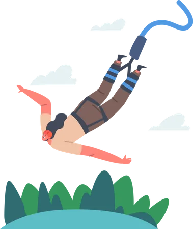 Fille faisant du saut à l'élastique  Illustration