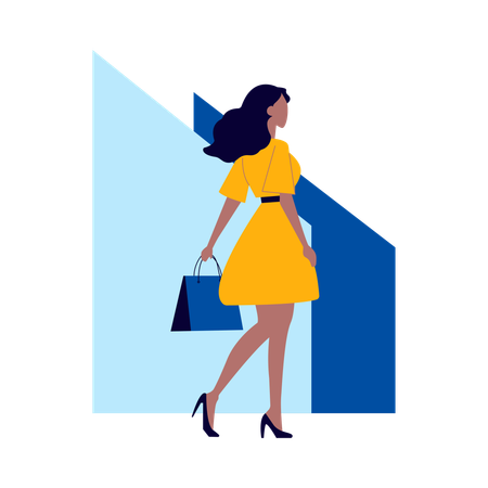 Fille faisant du shopping  Illustration