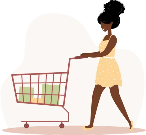 Fille faisant du shopping  Illustration