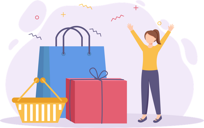 Fille faisant du shopping  Illustration