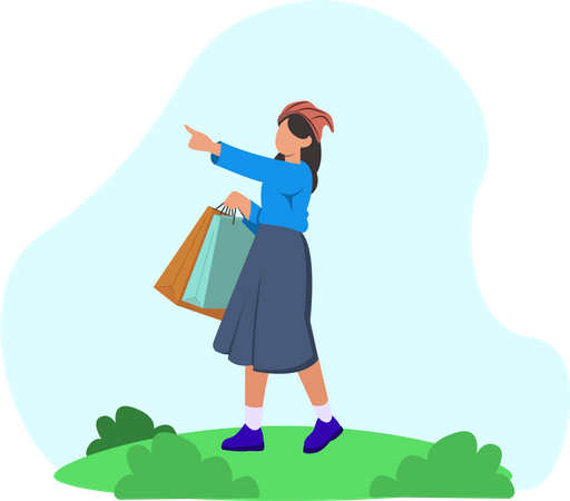 Fille faisant du shopping  Illustration