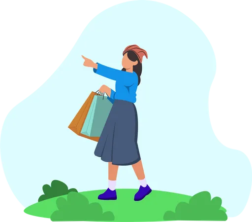 Fille faisant du shopping  Illustration