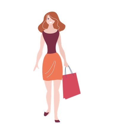 Fille faisant du shopping  Illustration