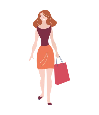 Fille faisant du shopping  Illustration