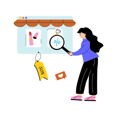 Fille faisant du shopping avec Market Place  Illustration