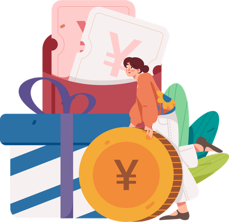 Fille faisant des achats de cadeaux  Illustration