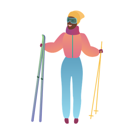 Fille faisant du ski  Illustration