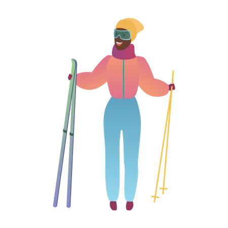 Fille faisant du ski  Illustration