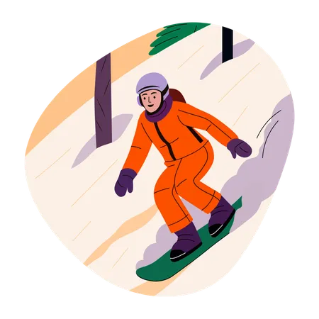 Fille faisant du snowboard  Illustration