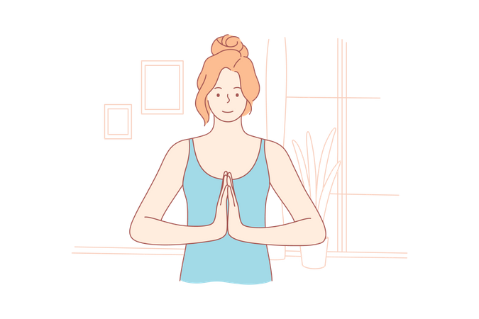 Fille faisant du yoga  Illustration