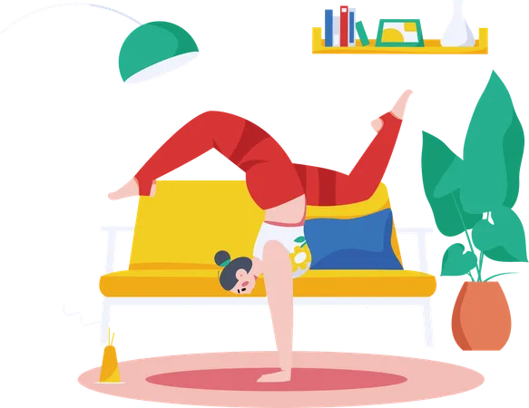 Fille faisant du yoga  Illustration