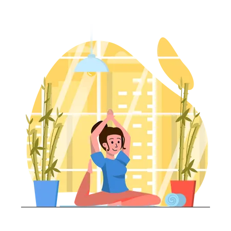 Fille faisant du yoga  Illustration