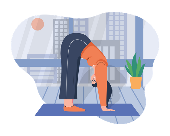 Fille faisant du yoga  Illustration