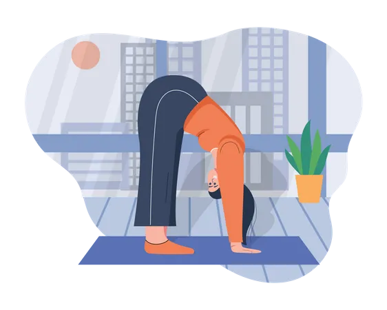 Fille faisant du yoga  Illustration