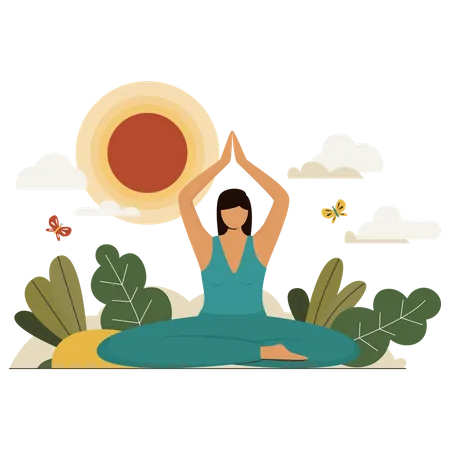 Fille faisant du yoga  Illustration